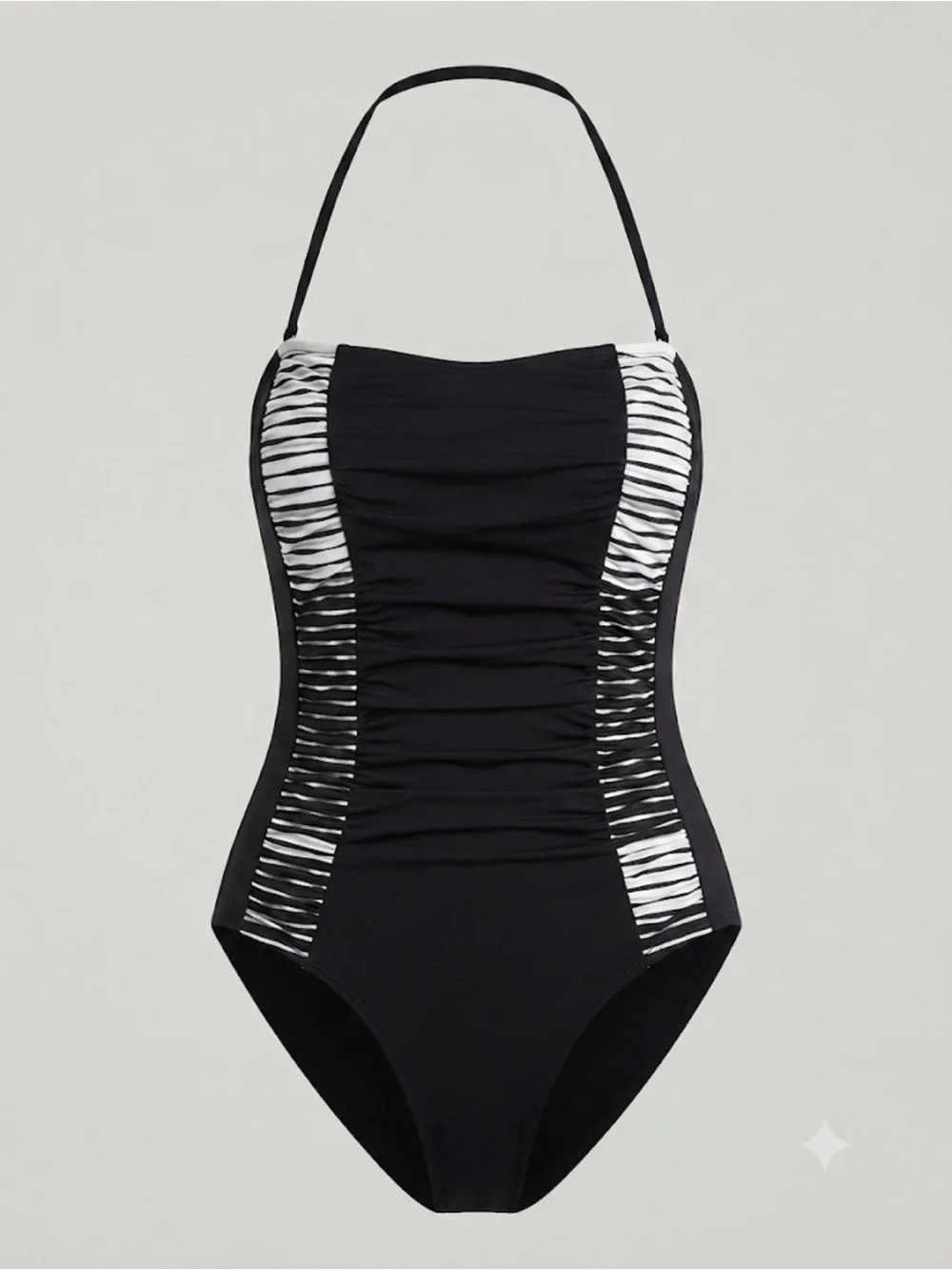 La Blanca Black One-Piece Swimsuit with White Contrast Panels
